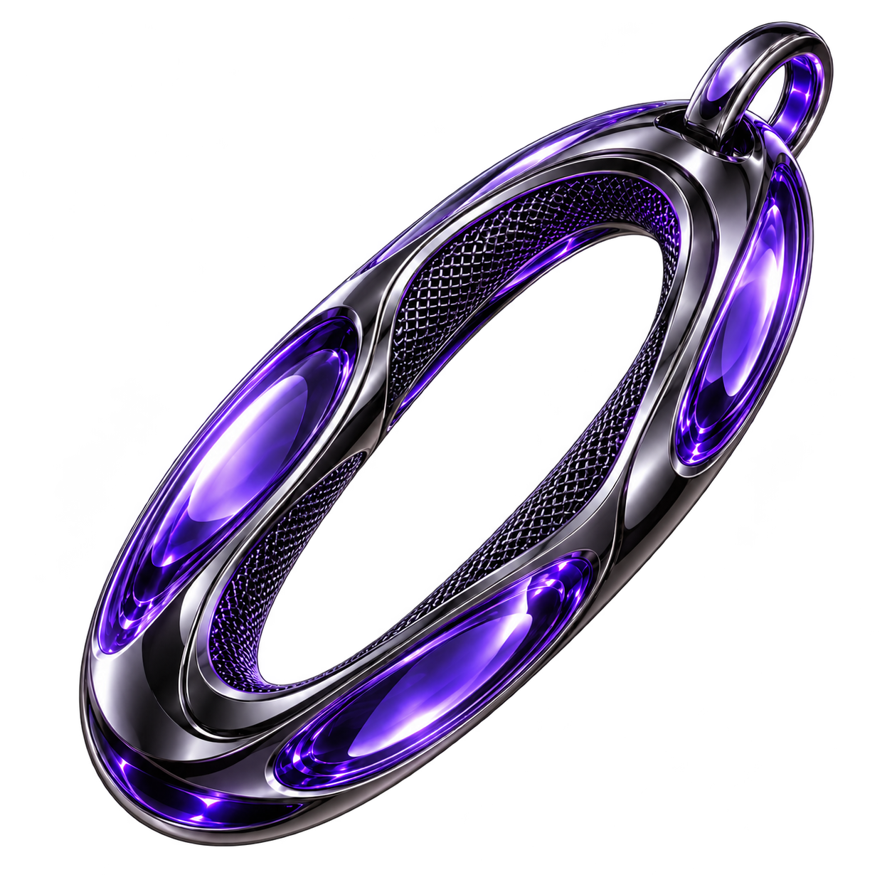 Glossy violet and chrome sculptural loop
